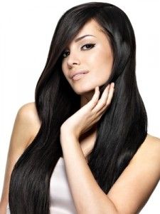 Beautiful woman with long straight hair