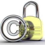 copyright sign with padlock on a white background