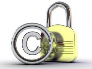 copyright sign with padlock on a white background