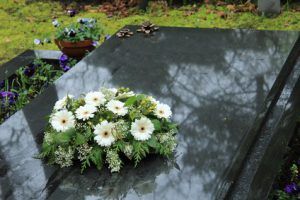 Funeral flowers on a tomb