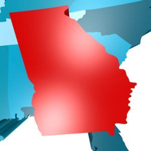 Georgia map on blue USA map