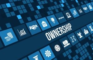 Ownership concept image with business icons and copyspace