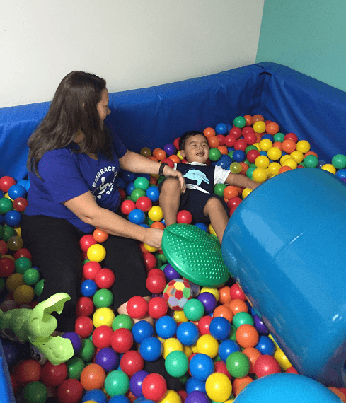 Liam in ball pit