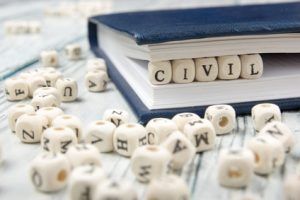 CIVIL word written on wood block. Wooden ABC