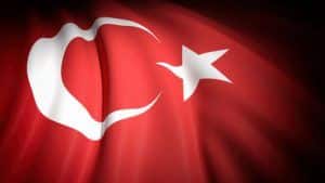 3D rendering, wavy flag of Turkey, closeup background