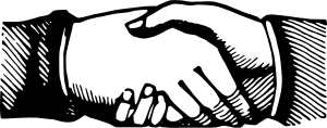 Two hands clasped in a handshake