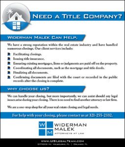Widerman Malek Real Estate Title and Closing Information